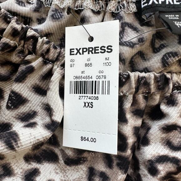 NWT Express Cheetah Ruffle Sleeve Cropped Top - Picture 3 of 4